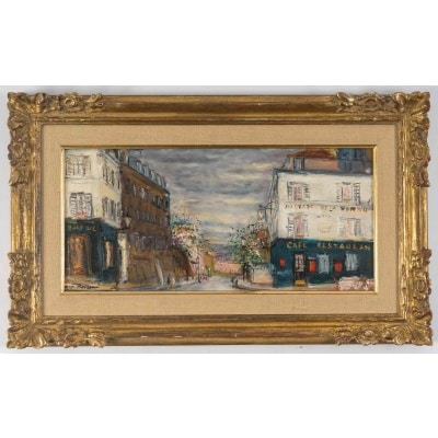 Serge Belloni (1925-2005) – La Rue des Saules en Automne huile sur bois vers 1970 2 Serge Belloni (1925-2005) – La Rue des Saules en Automne huile sur bois vers 1970 2