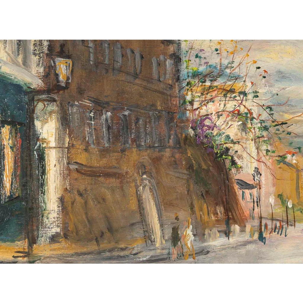 Serge Belloni (1925-2005) – La Rue des Saules en Automne huile sur bois vers 1970 4