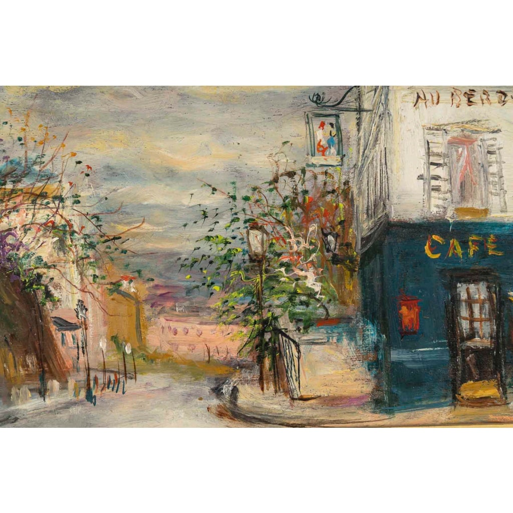 Serge Belloni (1925-2005) – La Rue des Saules en Automne huile sur bois vers 1970 5