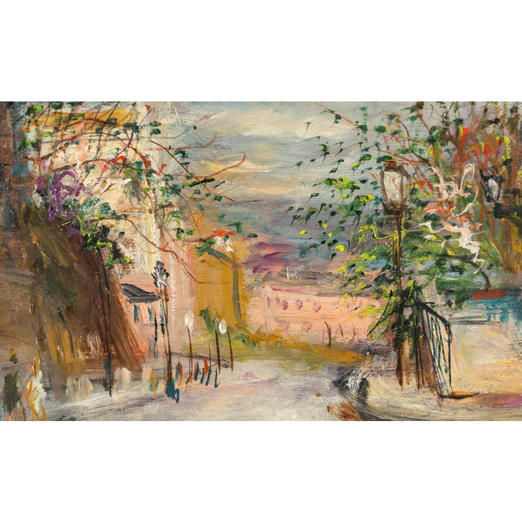 Serge Belloni (1925-2005) – La Rue des Saules en Automne huile sur bois vers 1970 8