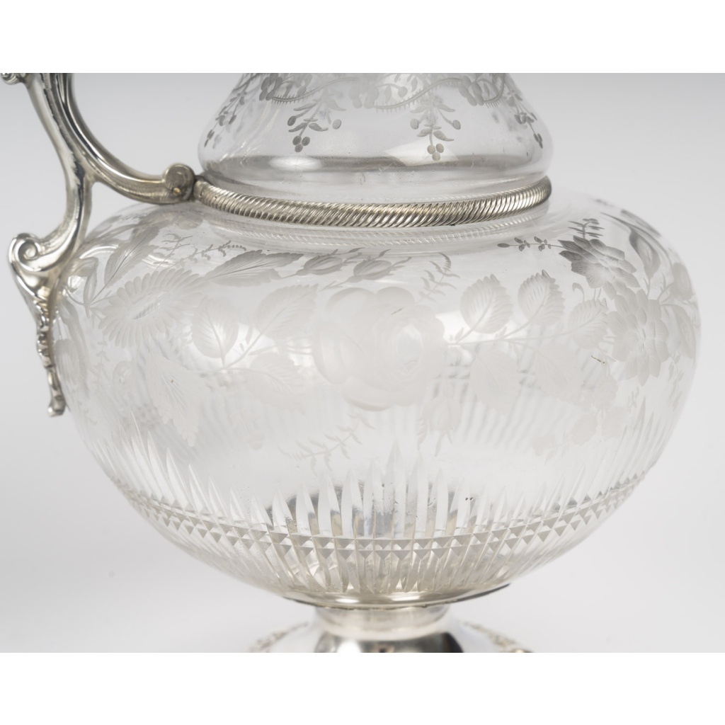 ARMAND GROSS – Paire d&rsquo; Aiguières en cristal et argent massif fin XIXe 9