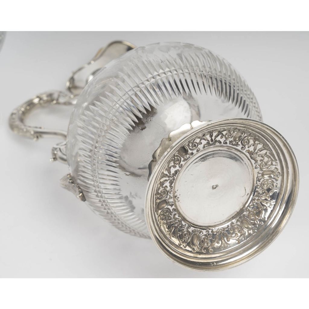 ARMAND GROSS – Paire d&rsquo; Aiguières en cristal et argent massif fin XIXe 14