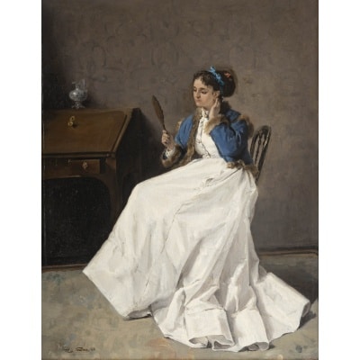 Henri René GAUME (Né en 1834) Femme au miroir, daté 1868