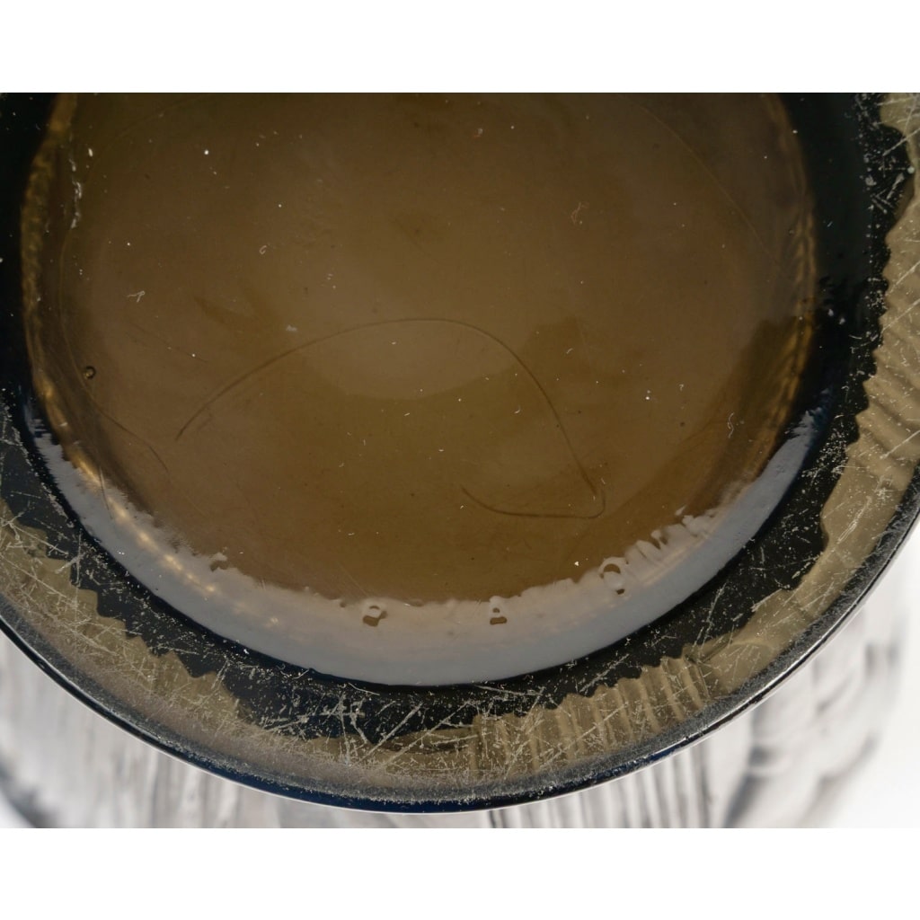 Vase « Danaïdes » verre topaze fumé patiné blanc de René LALIQUE 10