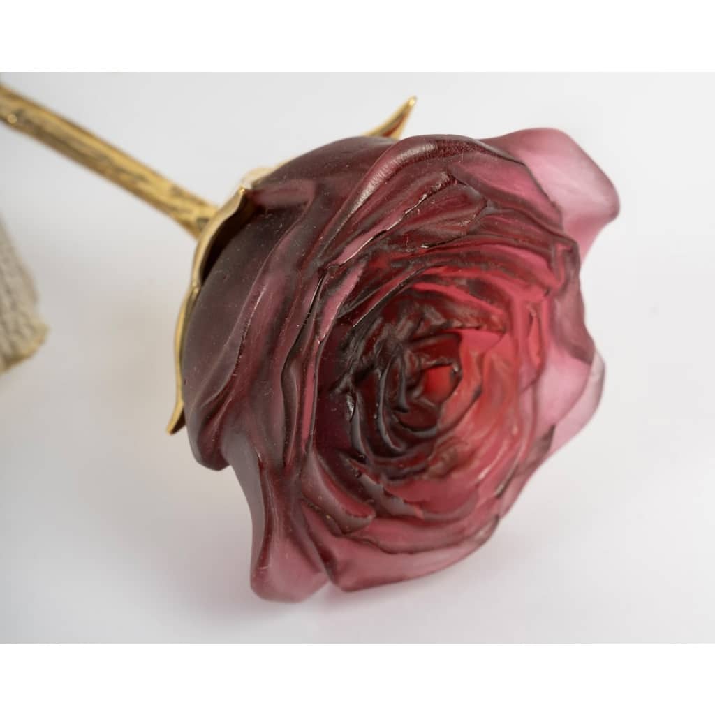 « Rose Eternelle Rouge » pâte de verre rouge et bronze doré de DAUM 4