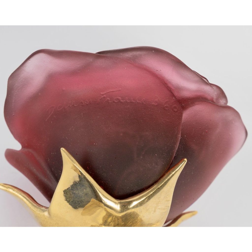 « Rose Eternelle Rouge » pâte de verre rouge et bronze doré de DAUM 8