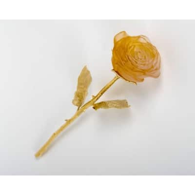 « Rose Eternelle Orange » pâte de verre orange et bronze doré de DAUM « Rose Eternelle Orange » pâte de verre orange et bronze doré de DAUM