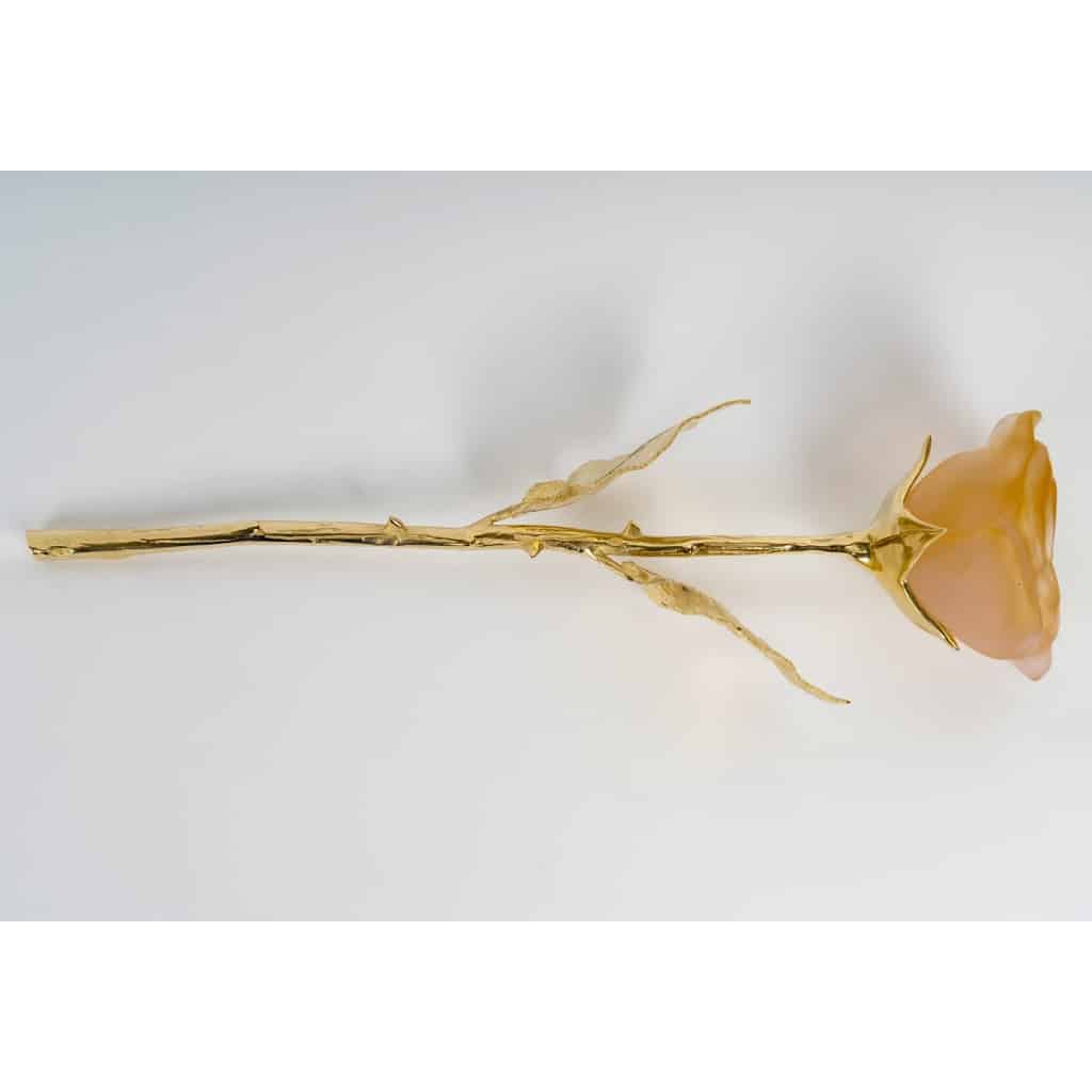 « Rose Eternelle Orange » pâte de verre orange et bronze doré de DAUM 3