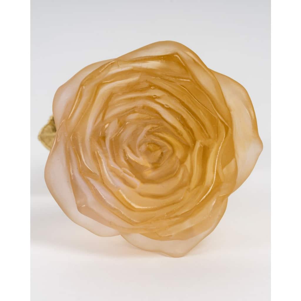 « Rose Eternelle Orange » pâte de verre orange et bronze doré de DAUM 5