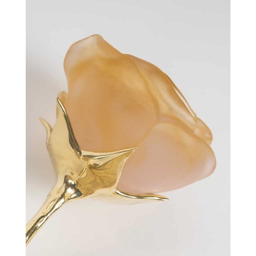 « Rose Eternelle Orange » pâte de verre orange et bronze doré de DAUM 6
