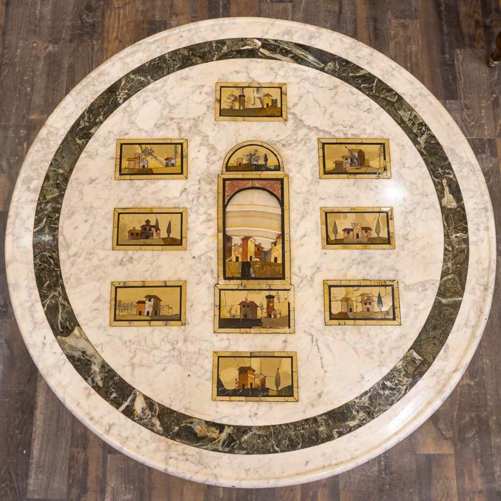 Table guéridon à marqueterie de pierres dures et marbre, Florence vers 1810 3 Table guéridon à marqueterie de pierres dures et marbre, Florence vers 1810 3