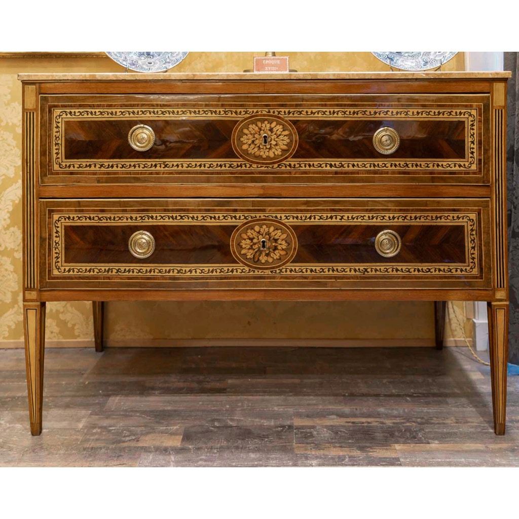 Paire de commodes italiennes à l’effigie de Louis XVIII, Vérone vers 1795 4