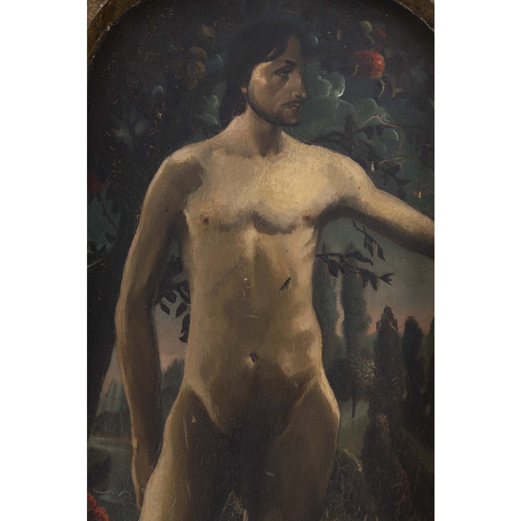 Marcel Gillis (Belgique, XXe siècle) Adam et Eve, 1931 Diptyque, huile sur panneau 5
