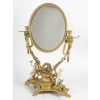 Un grand miroir de table en bronze dore et sculpture en porcelaine, fin XIXème siècle 21