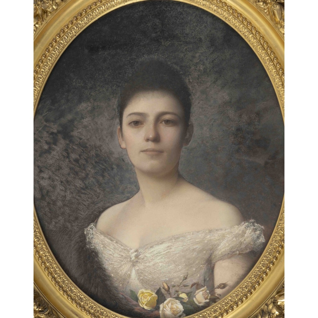 Pastel un grand pastel encadré, fin XIXème siècle 3