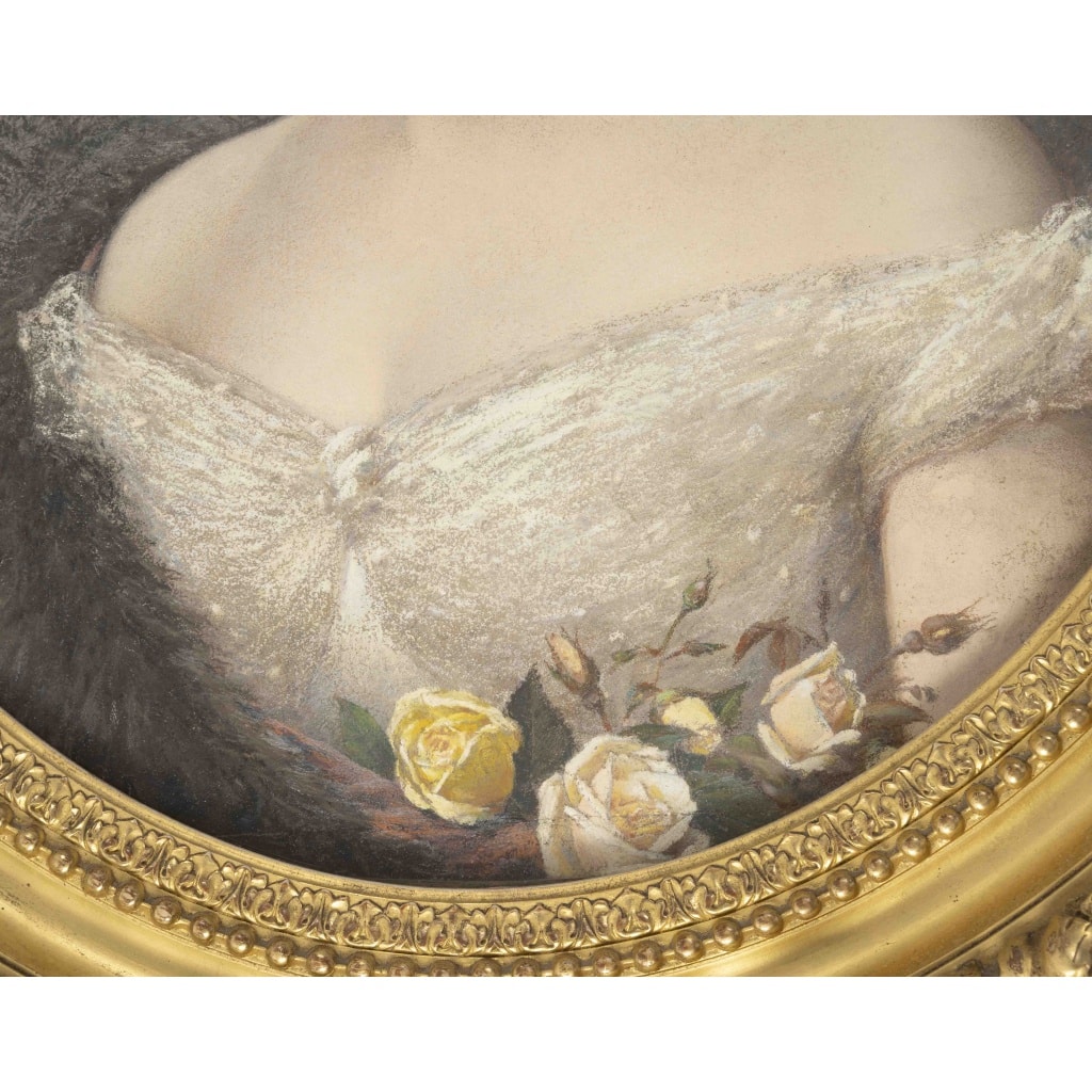 Pastel un grand pastel encadré, fin XIXème siècle 7