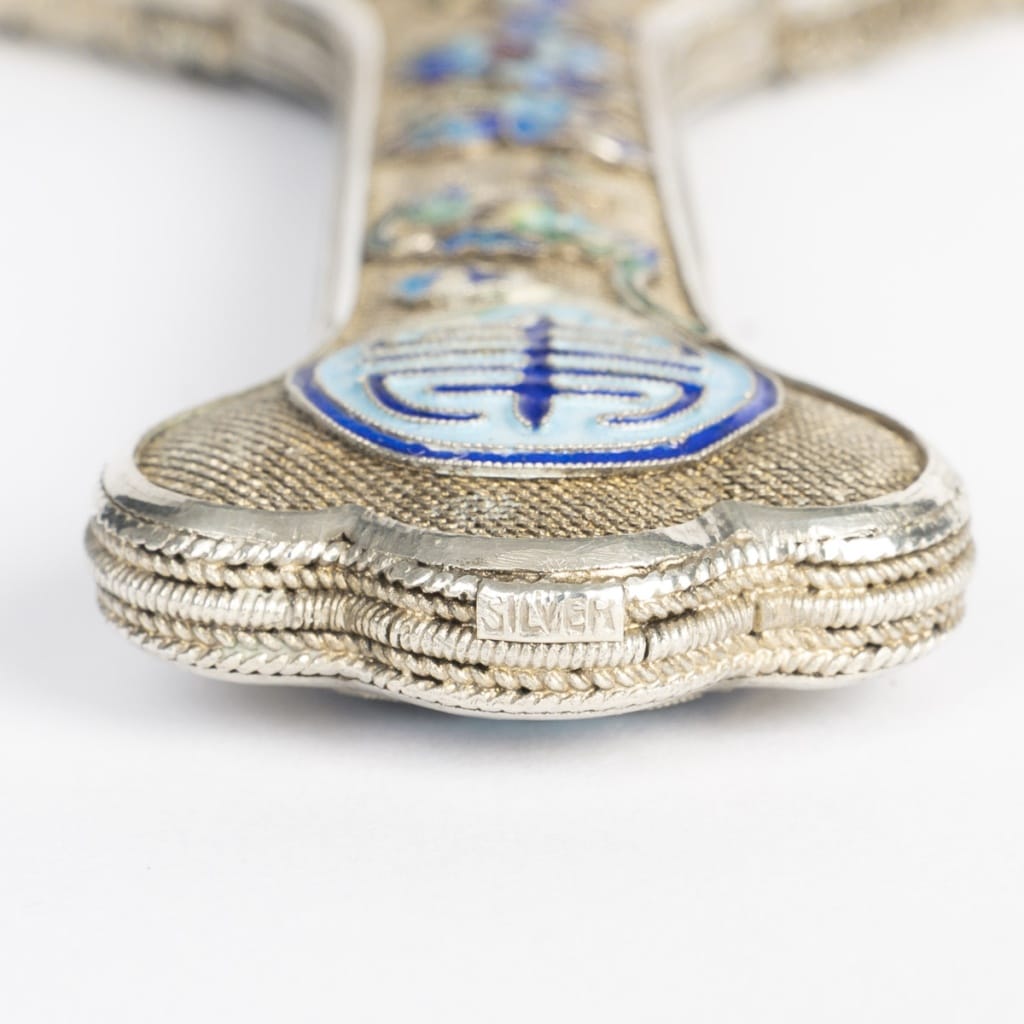 Miroir en argent, Travail d&rsquo;extreme orient. Fin XIX-Début XXème siècle 7