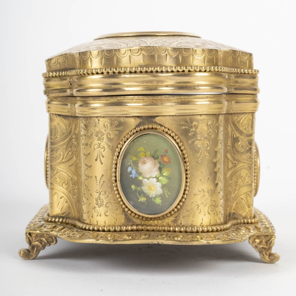 Coffret à bijoux en laiton doré, Epoque Napoléon III 6