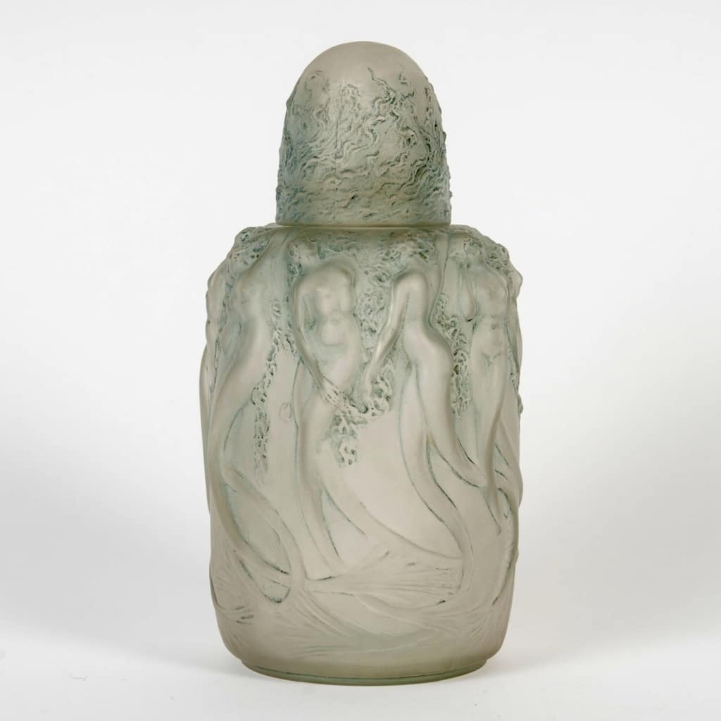 Brûle-Parfums « Sirènes » verre blanc patiné bleu de René LALIQUE 2 Brûle-Parfums « Sirènes » verre blanc patiné bleu de René LALIQUE 2