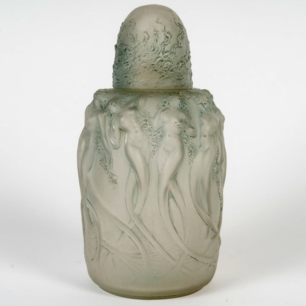 Brûle-Parfums « Sirènes » verre blanc patiné bleu de René LALIQUE 3 Brûle-Parfums « Sirènes » verre blanc patiné bleu de René LALIQUE 3