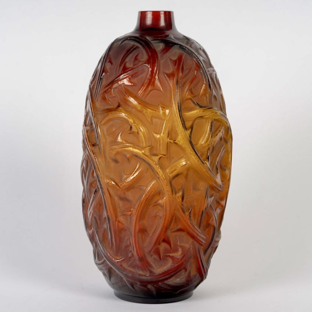 Vase « Ronces » verre ambre orangé de René LALIQUE 3