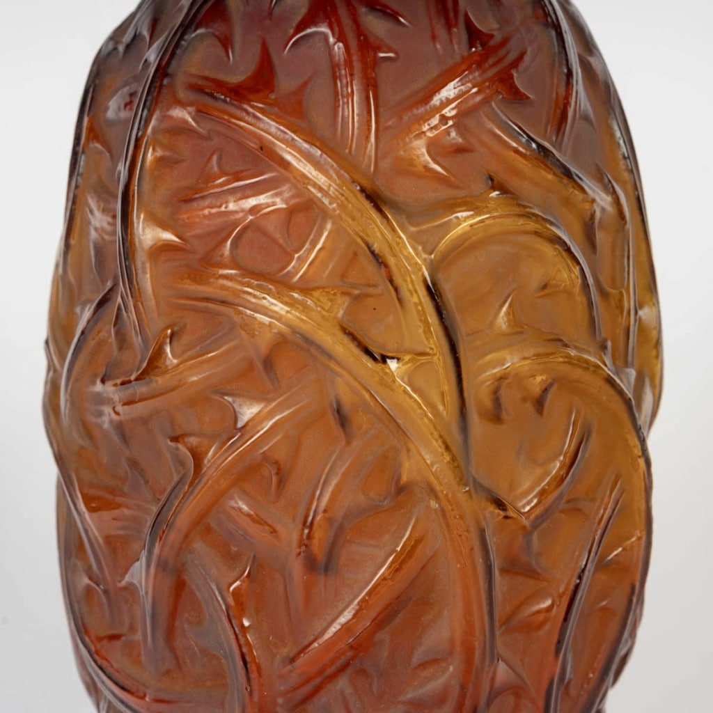 Vase « Ronces » verre ambre orangé de René LALIQUE 6