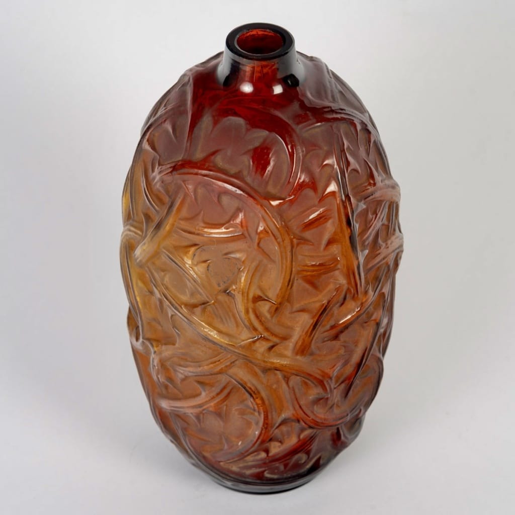 Vase « Ronces » verre ambre orangé de René LALIQUE 4