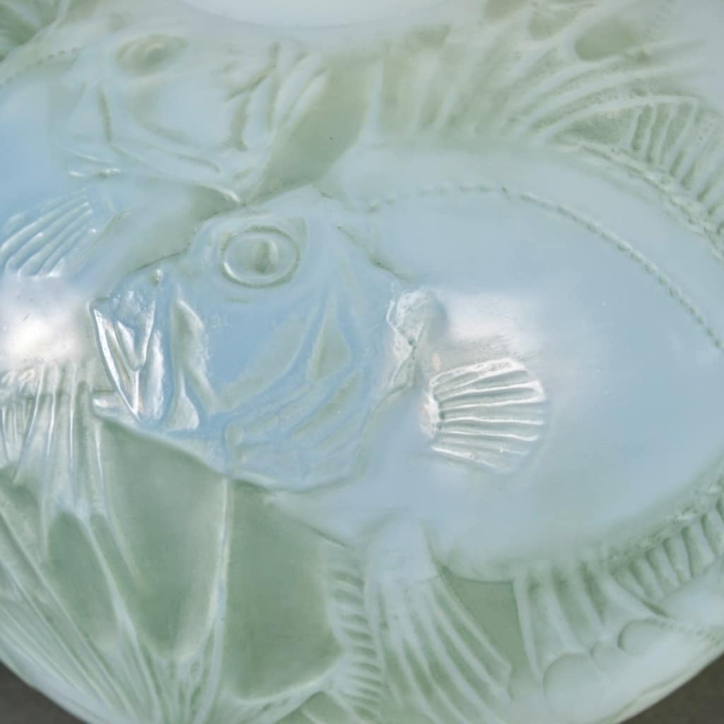 Vase « Poissons » verre opalescent patiné vert de René LALIQUE 6 Vase « Poissons » verre opalescent patiné vert de René LALIQUE 6