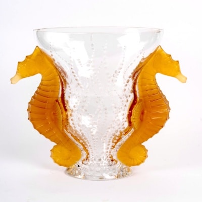 Vase « Poséïdon » cristal blanc et orange de LALIQUE FRANCE Vase « Poséïdon » cristal blanc et orange de LALIQUE FRANCE