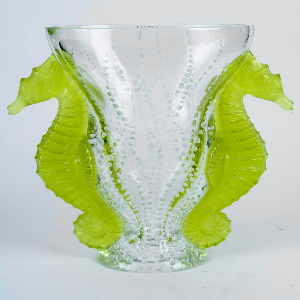Vase « Poséïdon » cristal blanc et vert absinthe de LALIQUE FRANCE 3