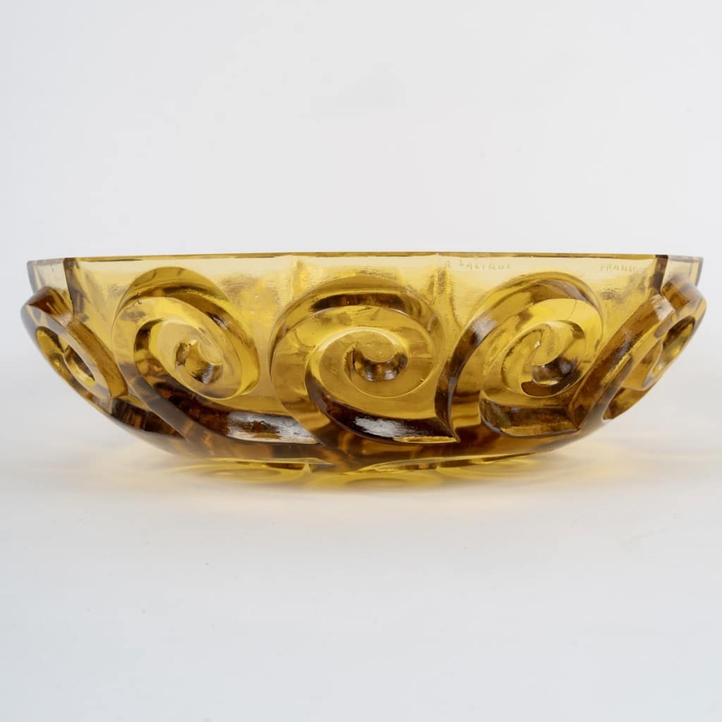 Coupe « Cardamine » verre jaune de René LALIQUE 4 Coupe « Cardamine » verre jaune de René LALIQUE 4