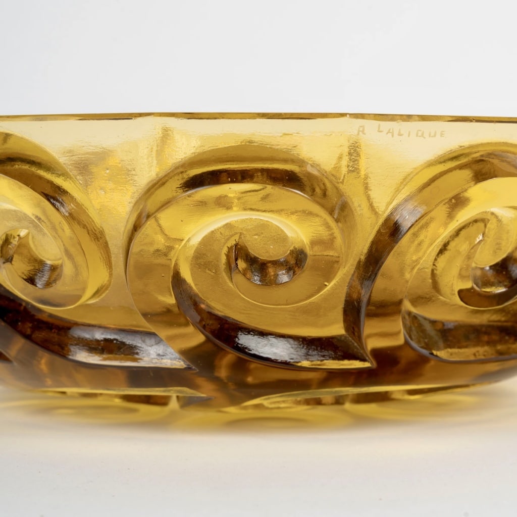 Coupe « Cardamine » verre jaune de René LALIQUE 5 Coupe « Cardamine » verre jaune de René LALIQUE 5