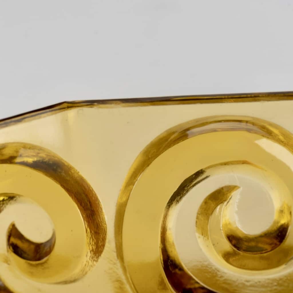 Coupe « Cardamine » verre jaune de René LALIQUE 6 Coupe « Cardamine » verre jaune de René LALIQUE 6