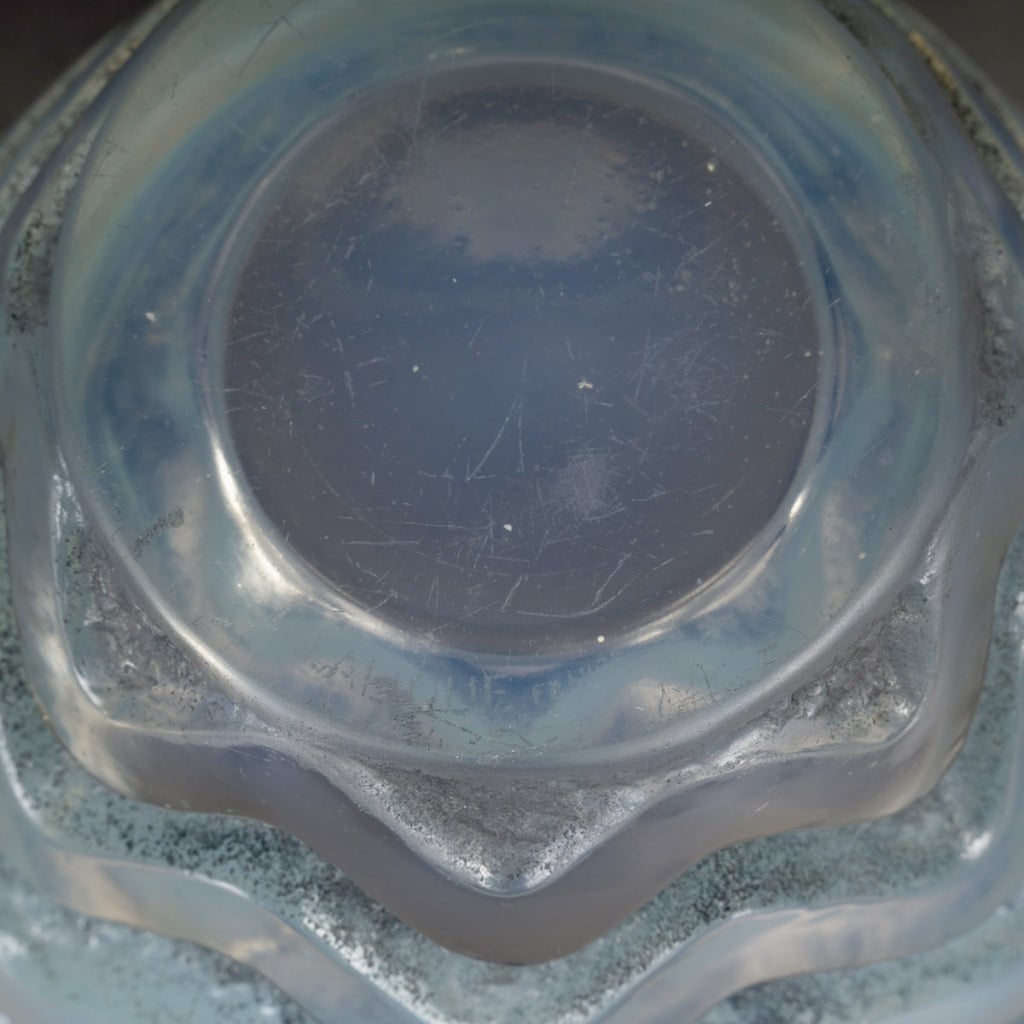 Vase « Méandres » verre opalescent patiné bleu de René LALIQUE 6