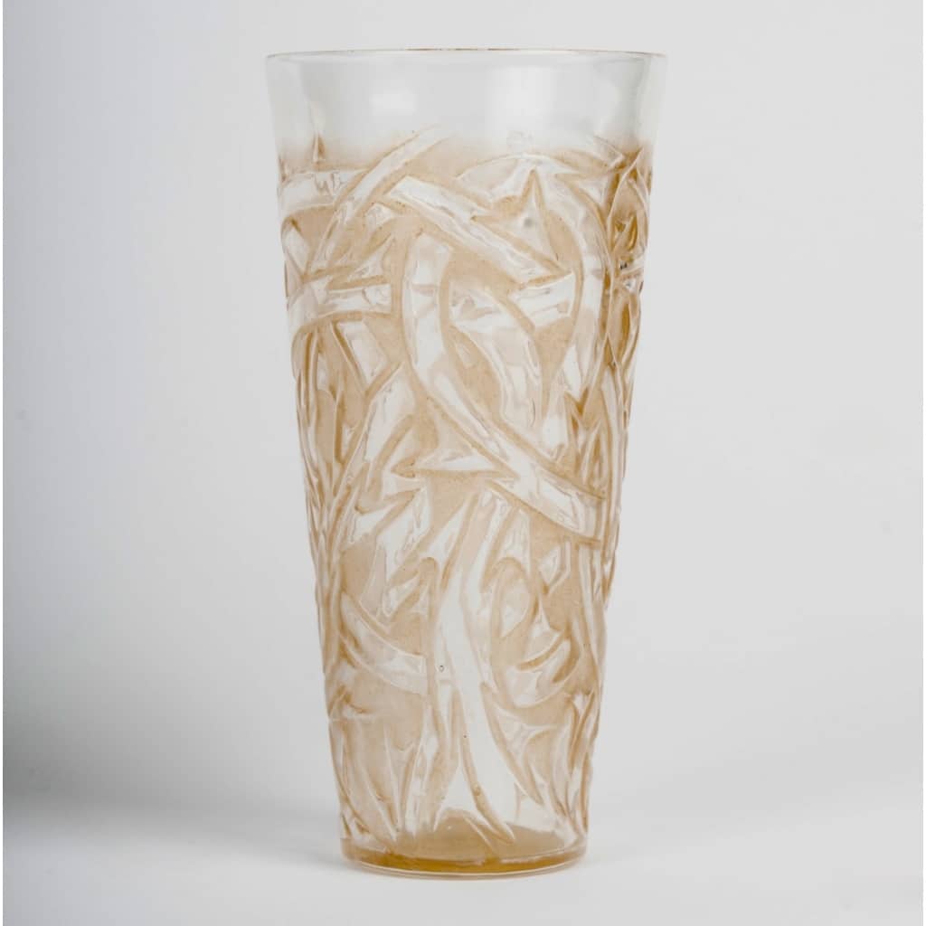 Suite de 6 Gobelets Verres à Shot « Epines »‘ verre blanc patiné sépia de René Lalique 4 Suite de 6 Gobelets Verres à Shot « Epines »‘ verre blanc patiné sépia de René Lalique 4