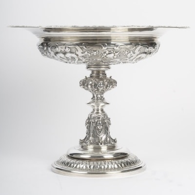 Charles-Nicolas ODIOT Importante coupe néo-Renaissance sur piédouche en argent massif XIXe 2