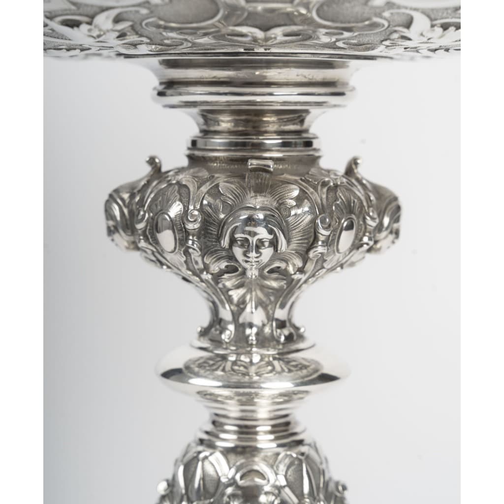 Charles-Nicolas ODIOT Importante coupe néo-Renaissance sur piédouche en argent massif XIXe 4