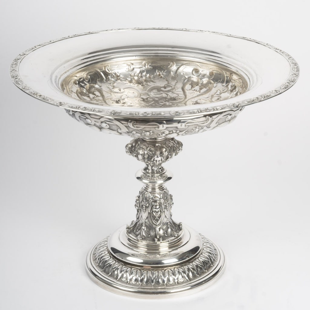 Charles-Nicolas ODIOT Importante coupe néo-Renaissance sur piédouche en argent massif XIXe 6