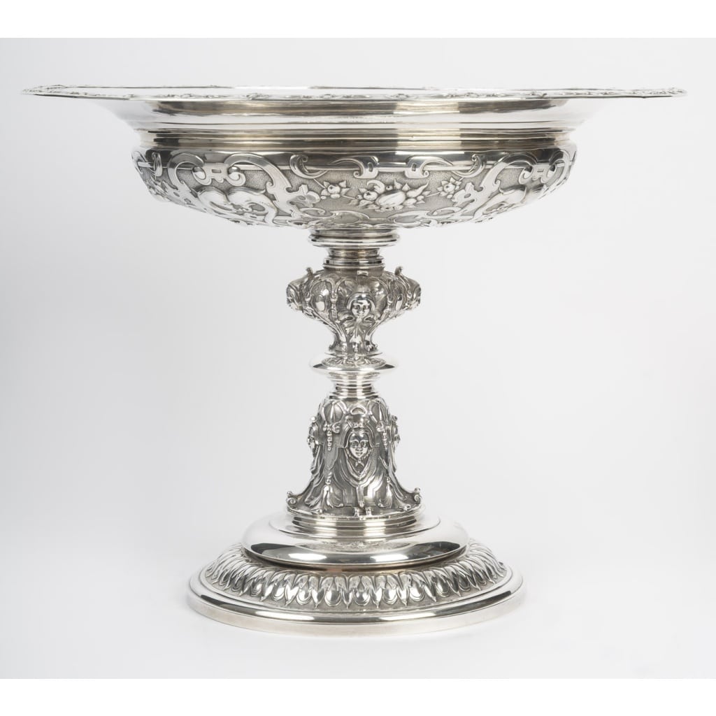 Charles-Nicolas ODIOT Importante coupe néo-Renaissance sur piédouche en argent massif XIXe 7