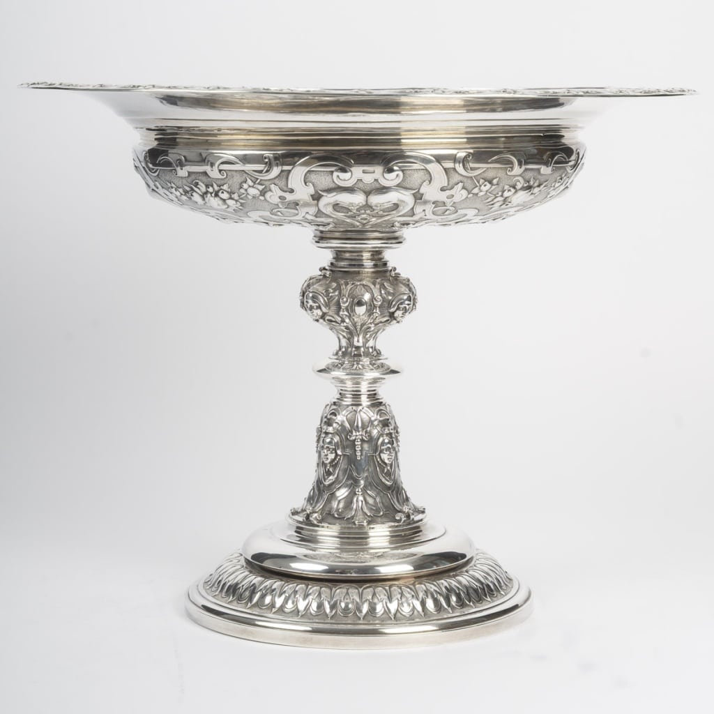 Charles-Nicolas ODIOT Importante coupe néo-Renaissance sur piédouche en argent massif XIXe 8