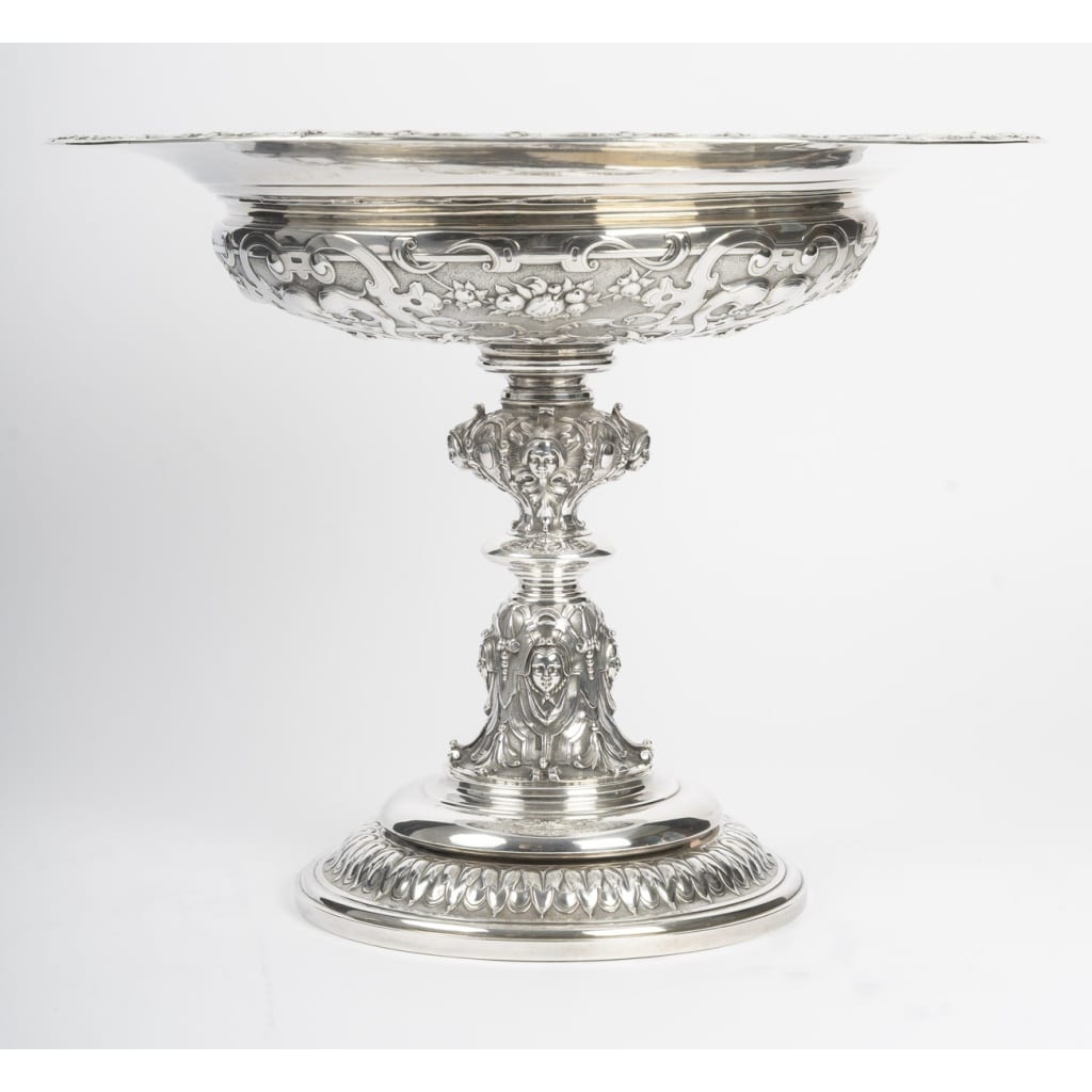 Charles-Nicolas ODIOT Importante coupe néo-Renaissance sur piédouche en argent massif XIXe 9