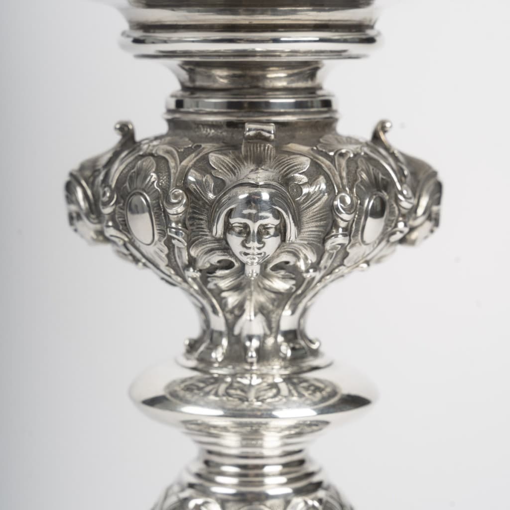 Charles-Nicolas ODIOT Importante coupe néo-Renaissance sur piédouche en argent massif XIXe 10