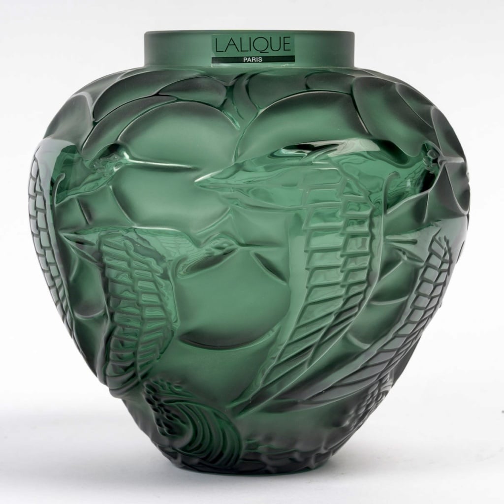 Vase « Courlis » cristal vert de LALIQUE FRANCE 2 Vase « Courlis » cristal vert de LALIQUE FRANCE 2