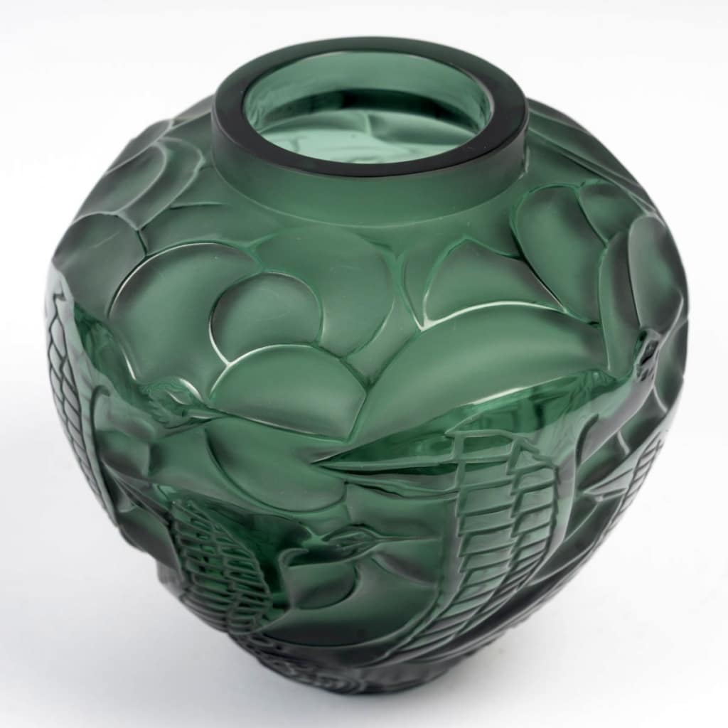 Vase « Courlis » cristal vert de LALIQUE FRANCE 4 Vase « Courlis » cristal vert de LALIQUE FRANCE 4