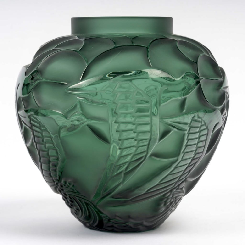 Vase « Courlis » cristal vert de LALIQUE FRANCE 3 Vase « Courlis » cristal vert de LALIQUE FRANCE 3