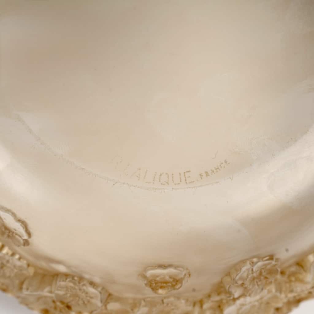 Boîte « Primevères » verre blanc patiné sépia de René LALIQUE 6