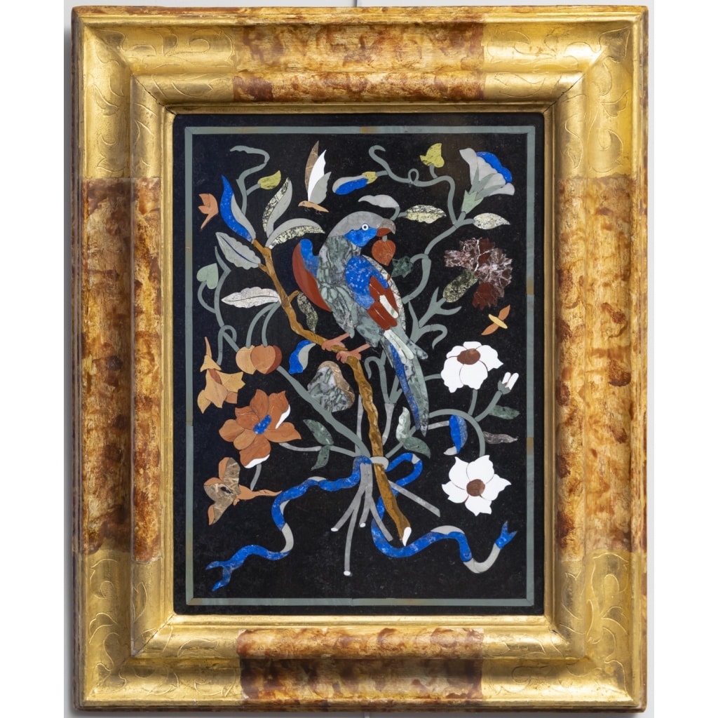 Les perroquets – Paire de tableaux en marqueterie de pierres dures 3 Les perroquets – Paire de tableaux en marqueterie de pierres dures 3