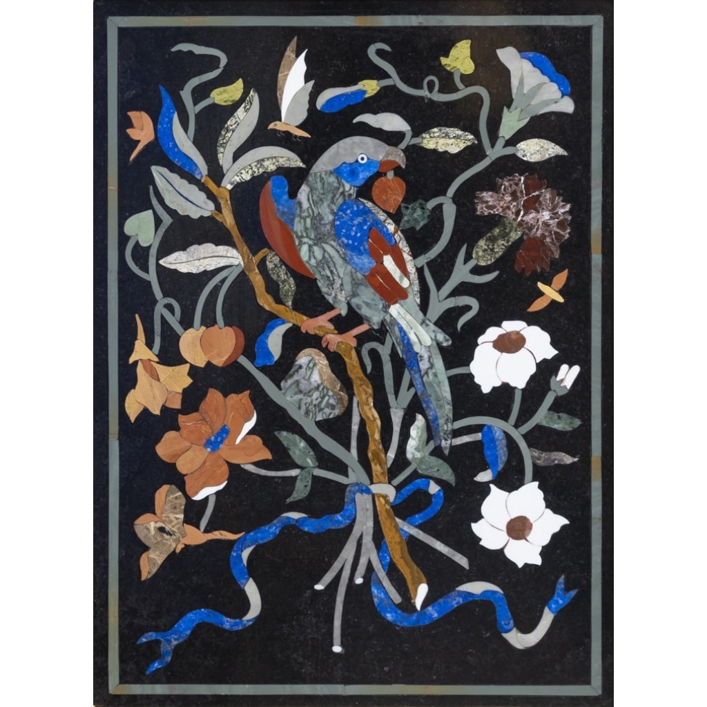 Les perroquets – Paire de tableaux en marqueterie de pierres dures 4 Les perroquets – Paire de tableaux en marqueterie de pierres dures 4