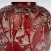 Vase « Perruches » verre rouge patiné blanc de René LALIQUE 12