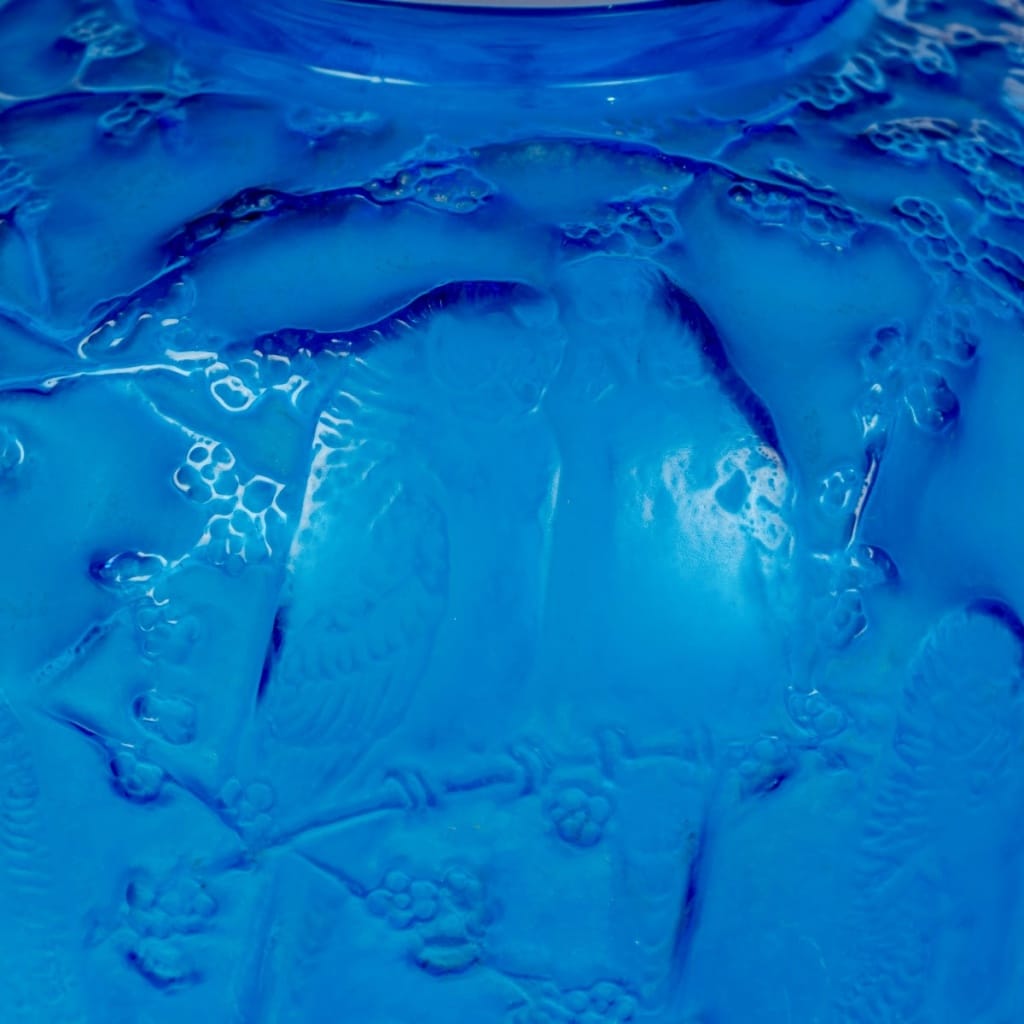 Vase « Perruches » verre blanc de René LALIQUE 5
